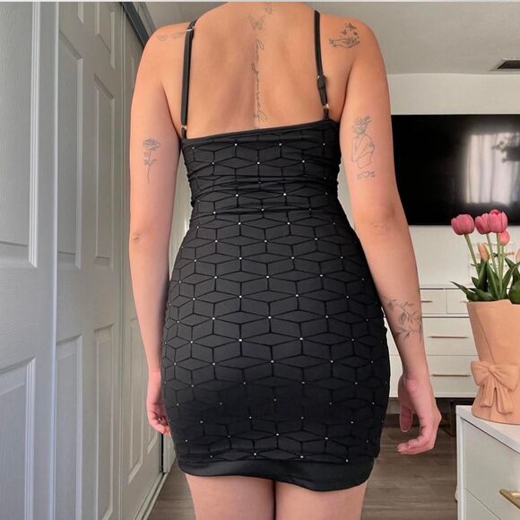 SHEIN Black Halter Mini Dress w/ Sparkle Detail – XS - Picture 5 of 8